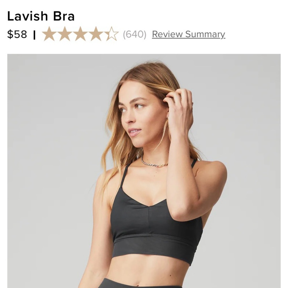 Alo yoga Lavish sports bra size medium dark grey/anthracite color